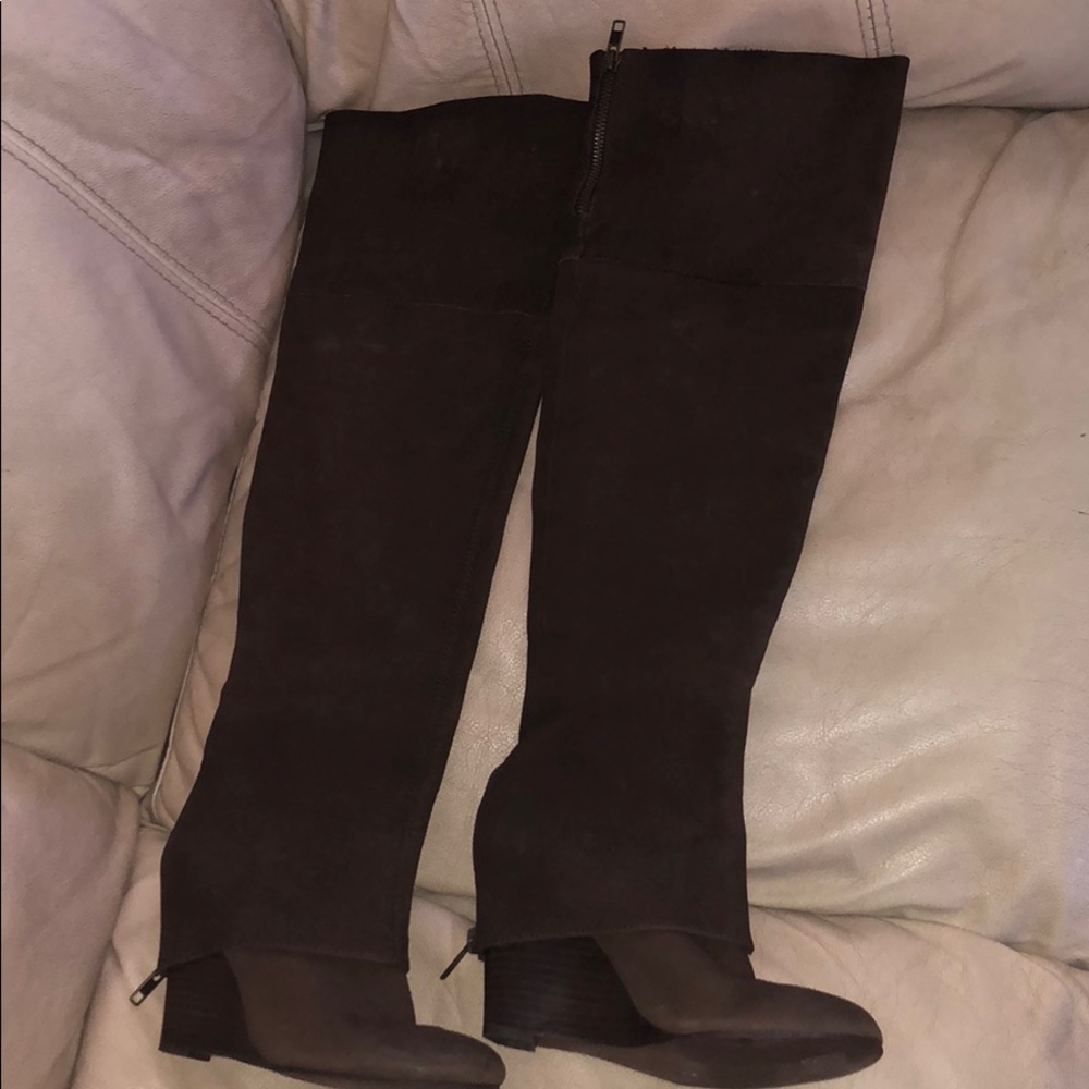 Ash over the knee wedge boots